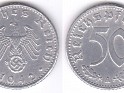 Reichsmark - 50 Reichpfennig - Germany - 1940 - Aluminio - KM# 96 - 22.5 mm - Obv: Eagle above swastika within wreath. Rev: Denomination, oak leaves below. - 0